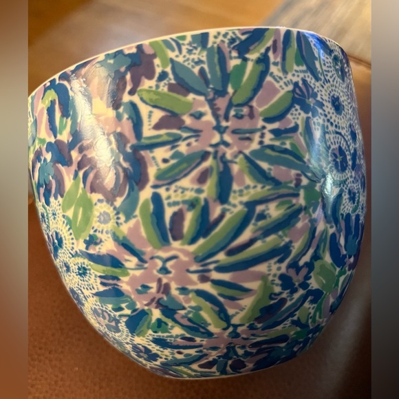 2 Lilly Pulitzer Coffee Mugs, Purple Lion w Blue Green Floral & Gold Handles - Picture 9 of 12